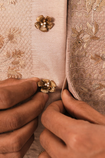 'FARZAM' HAND EMBROIDERED CORAL PINK WAISTCOAT